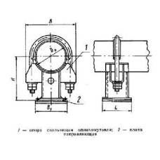 Опора скользящая направляющая однохомутовая трубопроводов ТЭС и АЭС 219 мм ОСТ 108.275.35-80